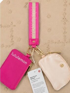 Lululemon Dual Pouch Wristlet – Hot Pink & Light Blush